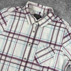 Pendleton‎ Flannel Shirt Womens Medium Plaid Outdoors Fall Button Up White
